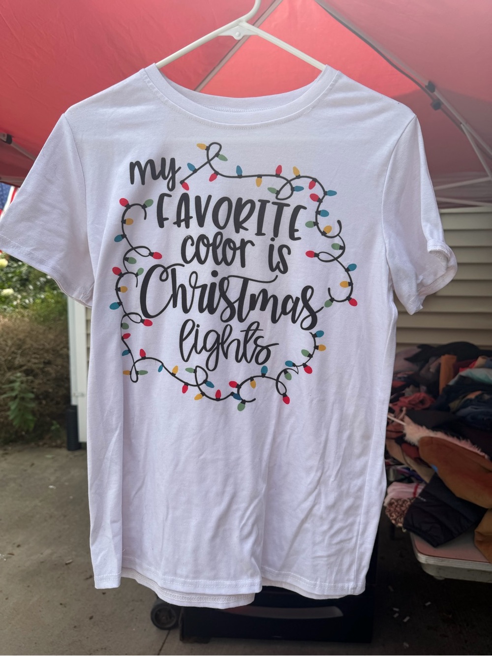 White Holiday Tee - My Favorite Color is Christmas Lights